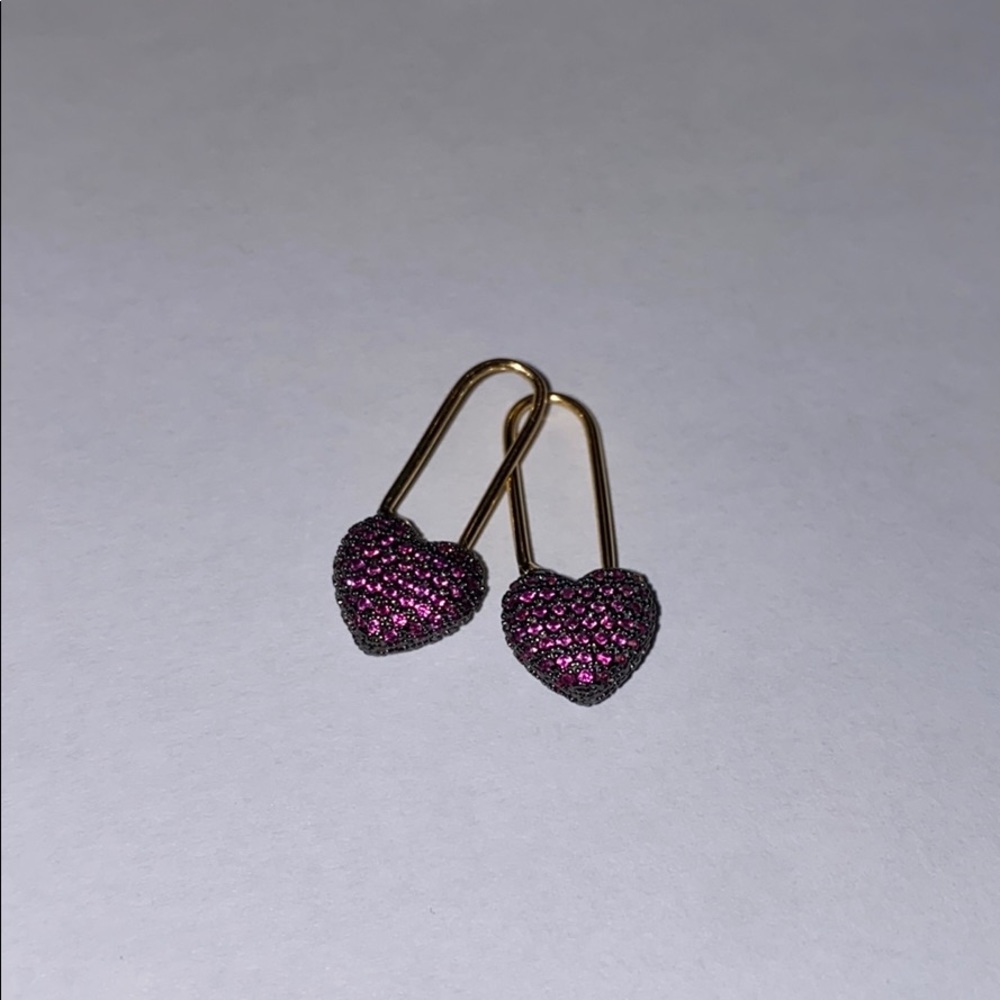 HRH Collection Crystal Heart safety Pin Earrings